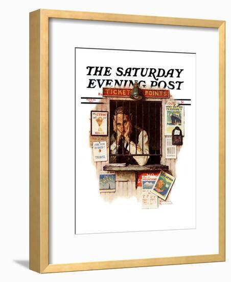 "Ticket Agent" Saturday Evening Post Cover, April 24,1937-Norman Rockwell-Framed Giclee Print