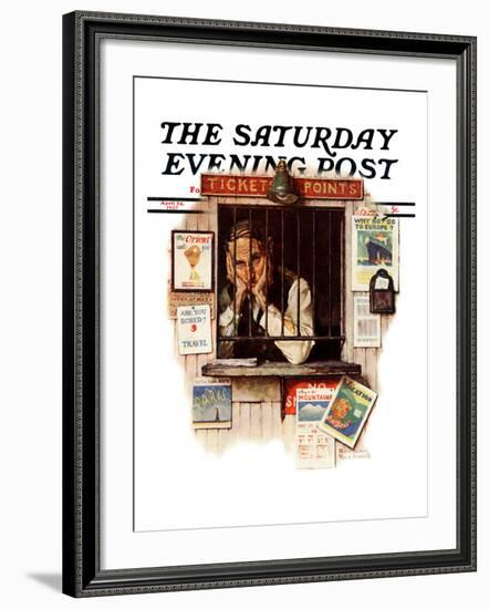 "Ticket Agent" Saturday Evening Post Cover, April 24,1937-Norman Rockwell-Framed Giclee Print