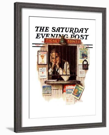 "Ticket Agent" Saturday Evening Post Cover, April 24,1937-Norman Rockwell-Framed Giclee Print