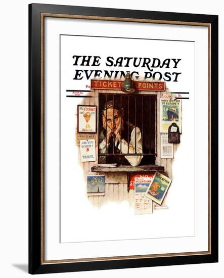 "Ticket Agent" Saturday Evening Post Cover, April 24,1937-Norman Rockwell-Framed Giclee Print