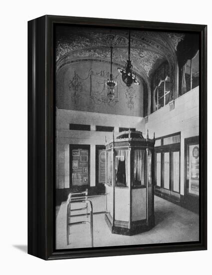 Ticket booth and lobby, World Theater, Omaha, Nebraska, 1925-null-Framed Premier Image Canvas