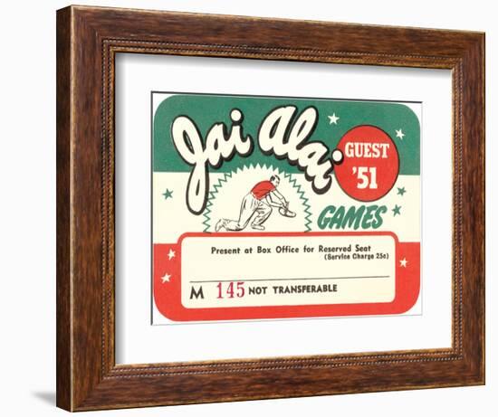 Ticket for Jai Alai-null-Framed Art Print