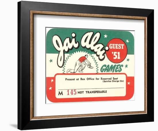 Ticket for Jai Alai-null-Framed Art Print