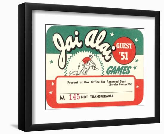 Ticket for Jai Alai-null-Framed Art Print