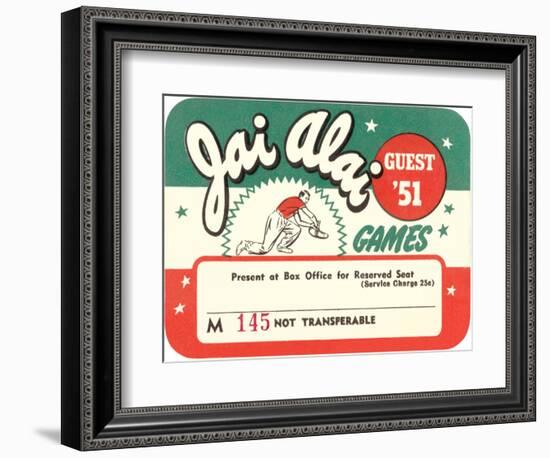 Ticket for Jai Alai-null-Framed Art Print