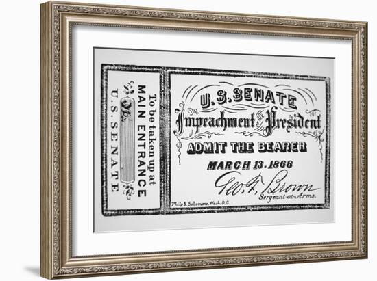 Ticket for the Impeachment of President Andrew Johnson-American School-Framed Giclee Print