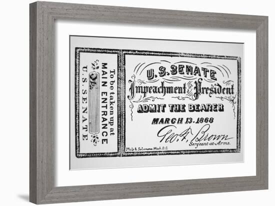 Ticket for the Impeachment of President Andrew Johnson-American School-Framed Giclee Print