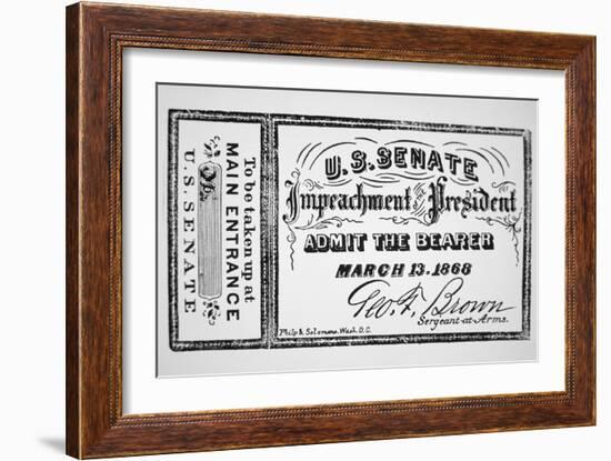 Ticket for the Impeachment of President Andrew Johnson-American School-Framed Giclee Print