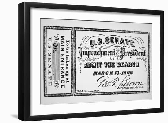 Ticket for the Impeachment of President Andrew Johnson-American School-Framed Giclee Print