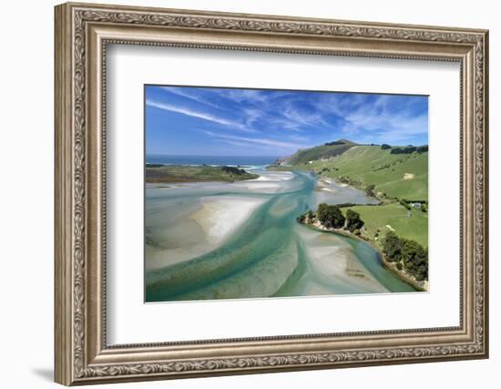 Tidal patterns, Hoopers Inlet, Otago Peninsula, Dunedin, South Island, New Zealand-David Wall-Framed Photographic Print