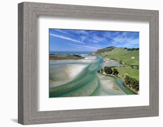 Tidal patterns, Hoopers Inlet, Otago Peninsula, Dunedin, South Island, New Zealand-David Wall-Framed Photographic Print