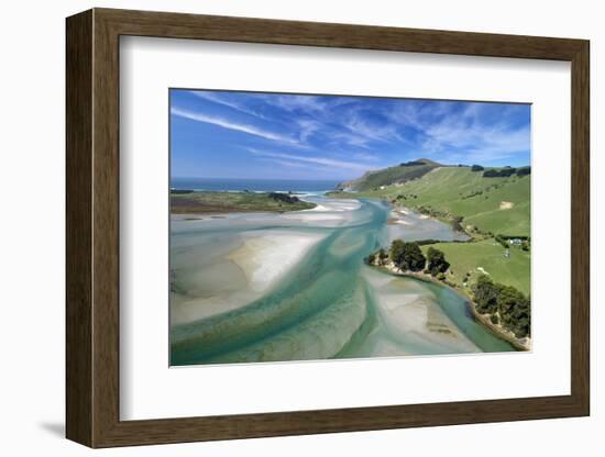 Tidal patterns, Hoopers Inlet, Otago Peninsula, Dunedin, South Island, New Zealand-David Wall-Framed Photographic Print