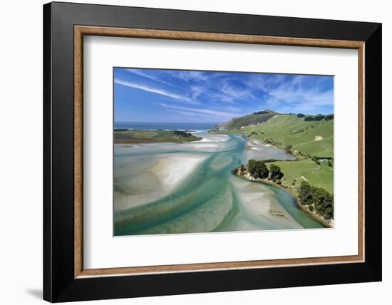 Tidal patterns, Hoopers Inlet, Otago Peninsula, Dunedin, South Island, New Zealand-David Wall-Framed Photographic Print