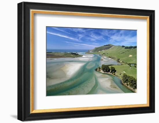 Tidal patterns, Hoopers Inlet, Otago Peninsula, Dunedin, South Island, New Zealand-David Wall-Framed Photographic Print