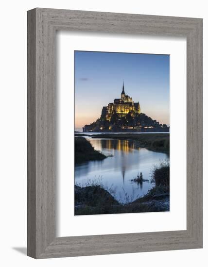 Tide growing at dusk, Mont-Saint-Michel, UNESCO World Heritage Site, Normandy, France, Europe-Francesco Vaninetti-Framed Photographic Print