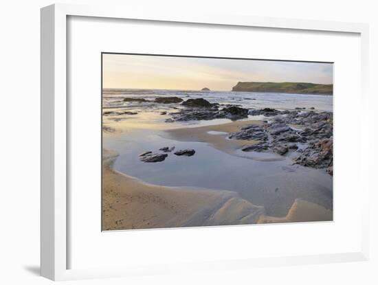 Tide Retreating at Sunset Leaving Tide Pools Among Rocks-Nick Upton-Framed Photographic Print