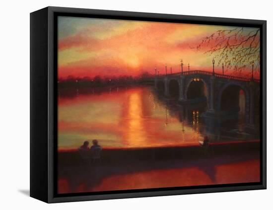 Tide Tables Richmond Bridge Sunset, 2022, (oil on canvas)-Lee Campbell-Framed Premier Image Canvas