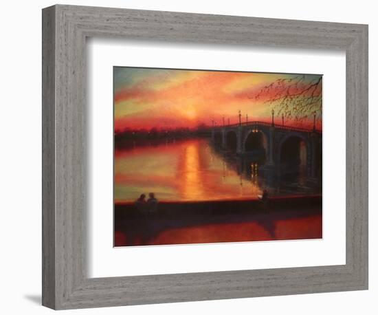 Tide Tables Richmond Bridge Sunset, 2022, (oil on canvas)-Lee Campbell-Framed Giclee Print