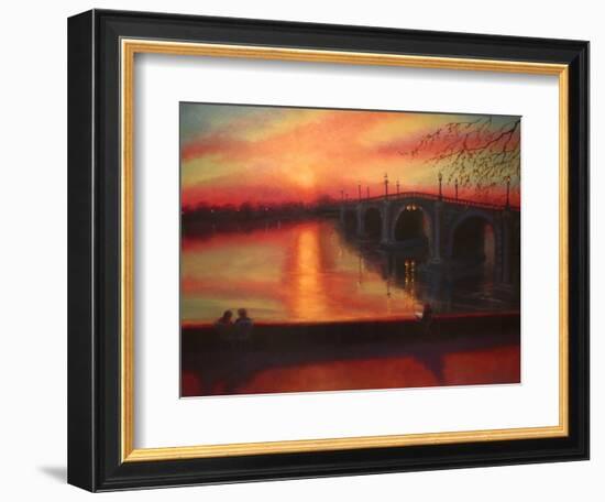 Tide Tables Richmond Bridge Sunset, 2022, (oil on canvas)-Lee Campbell-Framed Giclee Print