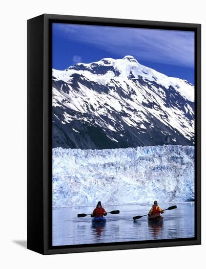 Tidewater Glaciers and Chugach Mountains Dwarf Kayakers In Barry Arm, Alaska, USA-Hugh Rose-Framed Premier Image Canvas