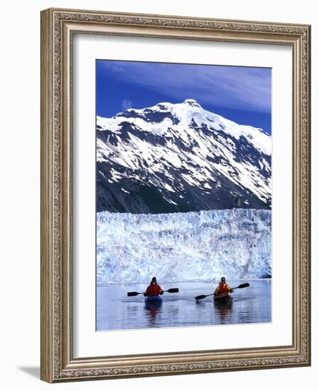 Tidewater Glaciers and Chugach Mountains Dwarf Kayakers In Barry Arm, Alaska, USA-Hugh Rose-Framed Photographic Print