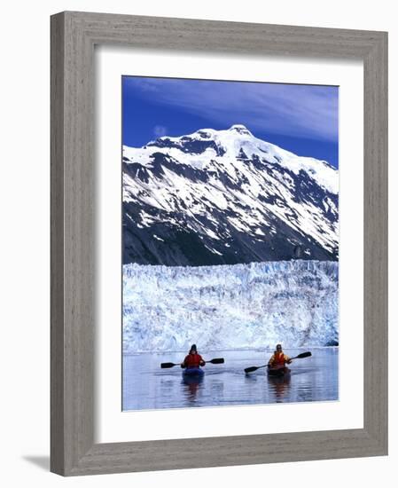 Tidewater Glaciers and Chugach Mountains Dwarf Kayakers In Barry Arm, Alaska, USA-Hugh Rose-Framed Photographic Print