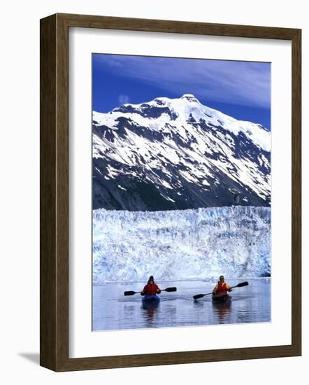 Tidewater Glaciers and Chugach Mountains Dwarf Kayakers In Barry Arm, Alaska, USA-Hugh Rose-Framed Photographic Print