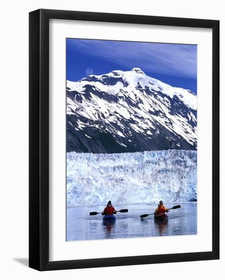 Tidewater Glaciers and Chugach Mountains Dwarf Kayakers In Barry Arm, Alaska, USA-Hugh Rose-Framed Photographic Print