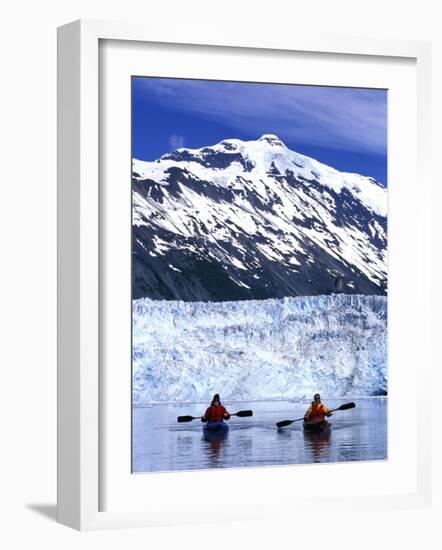 Tidewater Glaciers and Chugach Mountains Dwarf Kayakers In Barry Arm, Alaska, USA-Hugh Rose-Framed Photographic Print