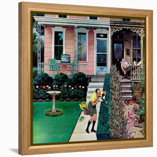 "Tidy and Sloppy Neighbors," July 1, 1961-John Falter-Framed Premier Image Canvas