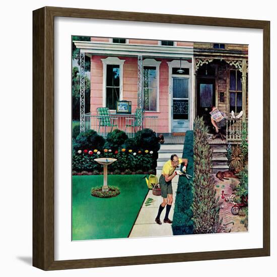 "Tidy and Sloppy Neighbors," July 1, 1961-John Falter-Framed Giclee Print