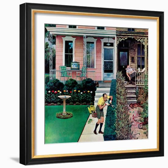 "Tidy and Sloppy Neighbors," July 1, 1961-John Falter-Framed Giclee Print