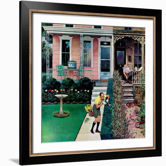 "Tidy and Sloppy Neighbors," July 1, 1961-John Falter-Framed Giclee Print