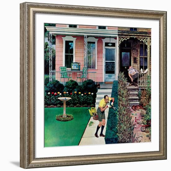 "Tidy and Sloppy Neighbors," July 1, 1961-John Falter-Framed Giclee Print