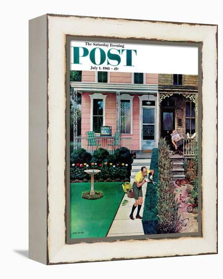 "Tidy and Sloppy Neighbors," Saturday Evening Post Cover, July 1, 1961-John Falter-Framed Premier Image Canvas