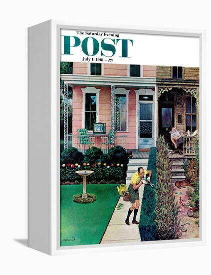 "Tidy and Sloppy Neighbors," Saturday Evening Post Cover, July 1, 1961-John Falter-Framed Premier Image Canvas