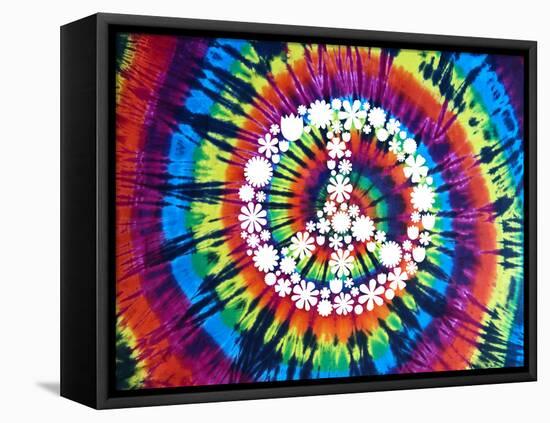 Tie Dye Rainbow Peace Sign II-Molly Kearns-Framed Stretched Canvas