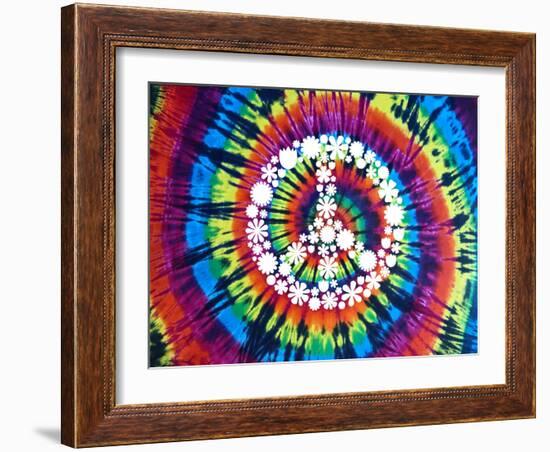 Tie Dye Rainbow Peace Sign II-Molly Kearns-Framed Art Print