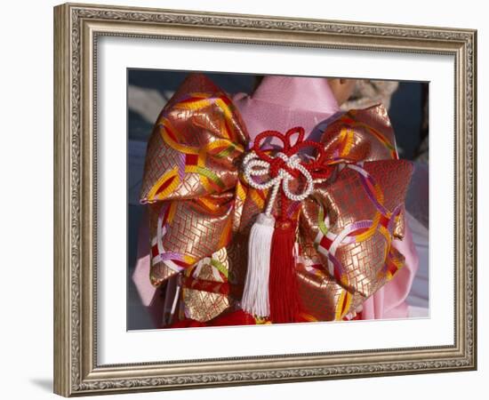 Tied Silk Sash (Obi), Kimono, Traditional Dress, Japan-null-Framed Photographic Print