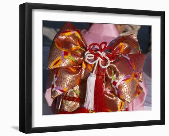 Tied Silk Sash (Obi), Kimono, Traditional Dress, Japan-null-Framed Photographic Print