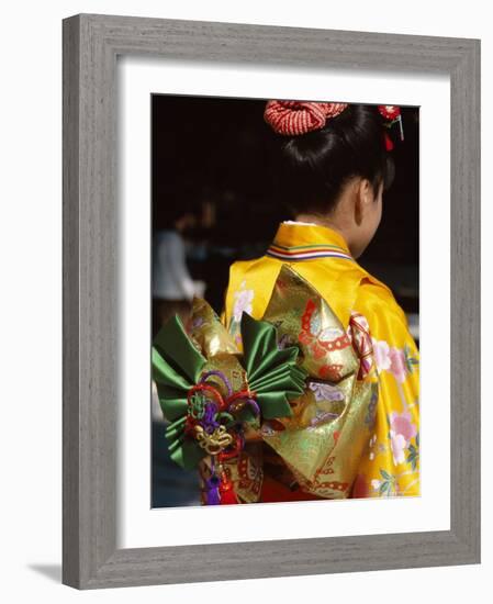 Tied Silk Sash (Obi), Kimono, Traditional Dress, Japan-null-Framed Photographic Print