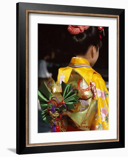 Tied Silk Sash (Obi), Kimono, Traditional Dress, Japan-null-Framed Photographic Print