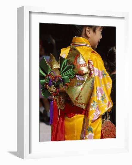 Tied Silk Sash (Obi), Kimono, Traditional Dress, Japan-null-Framed Photographic Print