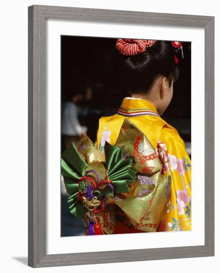 Tied Silk Sash (Obi), Kimono, Traditional Dress, Japan-null-Framed Photographic Print