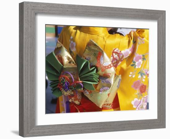 Tied Silk Sash (Obi), Kimono, Traditional Dress, Japan-null-Framed Photographic Print