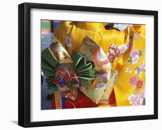 Tied Silk Sash (Obi), Kimono, Traditional Dress, Japan-null-Framed Photographic Print