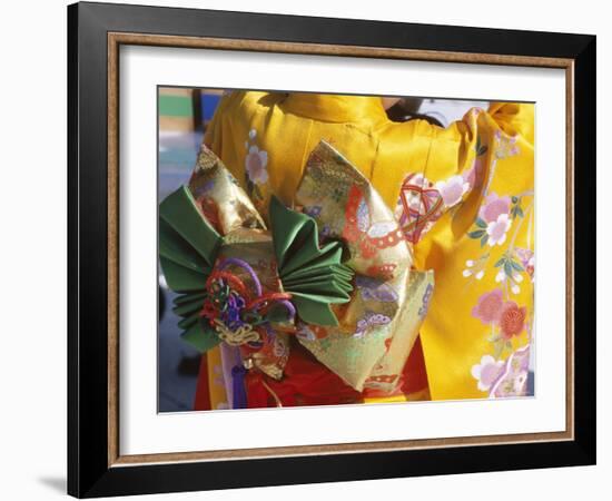 Tied Silk Sash (Obi), Kimono, Traditional Dress, Japan-null-Framed Photographic Print