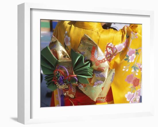 Tied Silk Sash (Obi), Kimono, Traditional Dress, Japan-null-Framed Photographic Print