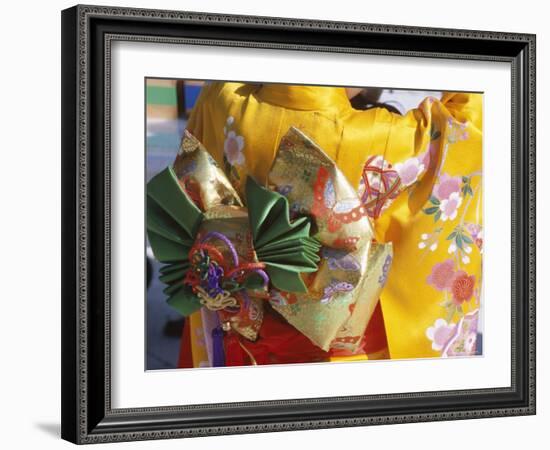 Tied Silk Sash (Obi), Kimono, Traditional Dress, Japan-null-Framed Photographic Print