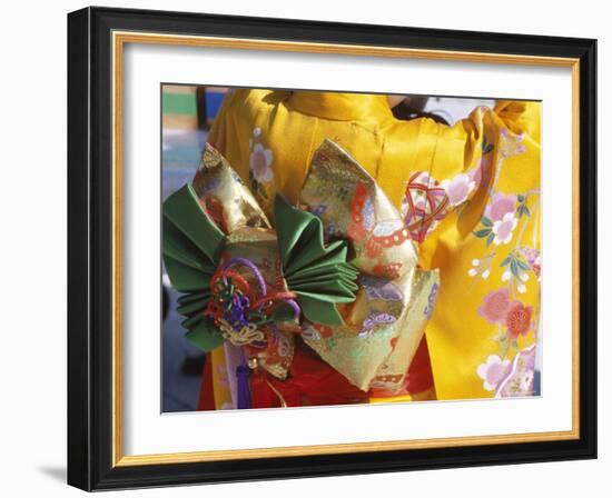 Tied Silk Sash (Obi), Kimono, Traditional Dress, Japan-null-Framed Photographic Print